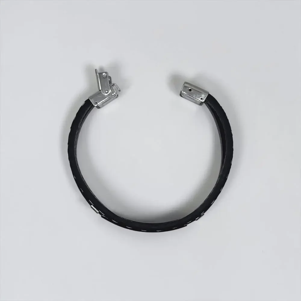 Men’s Black Leather Double-Layer Bracelet